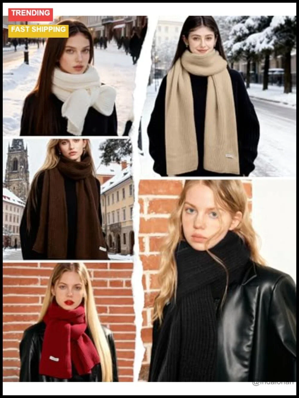 Long Warm Knit Scarf Soft Wrap Winter Scarf for Women